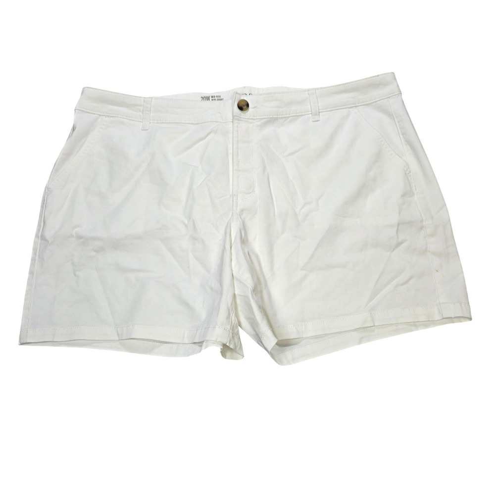 a.n.a Mid-Rise Midi Short Women's Size 20W White Adaptive Hook Loop Cotton